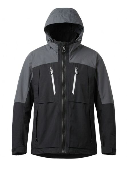 Winter City Kapüşonlu Yağmurluk Mont Gri-Siyah - 2XL
