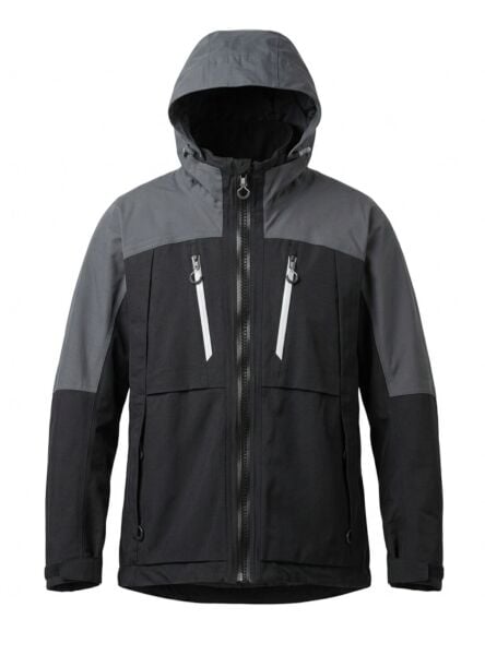 Winter City Kapüşonlu Yağmurluk Mont Gri-Siyah - 4XL