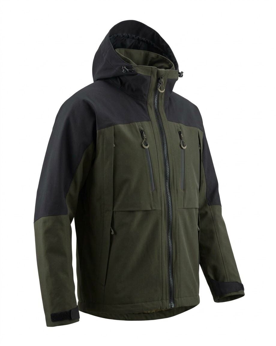 Winter City Kapüşonlu Yağmurluk Mont Haki-Siyah - 4XL